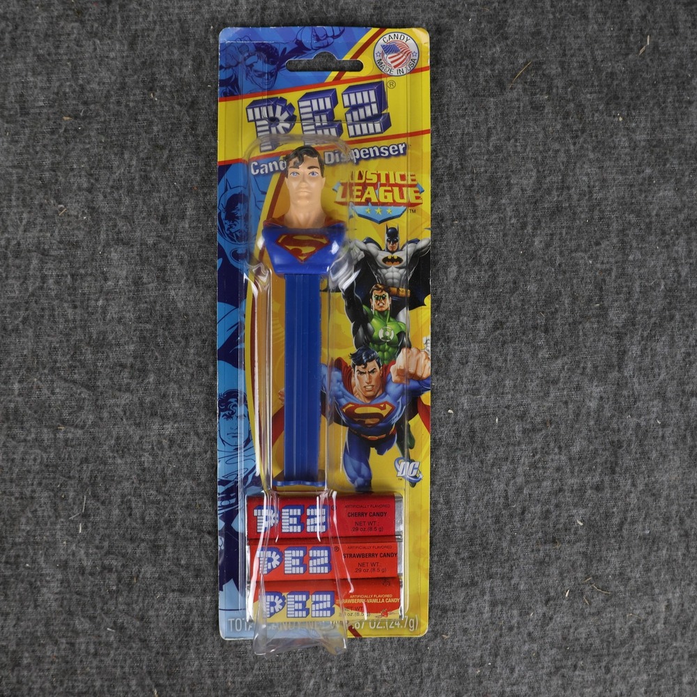 PEZ Justice League Superman Blue Candy Dispenser New Sealed DC Comics USA Toy